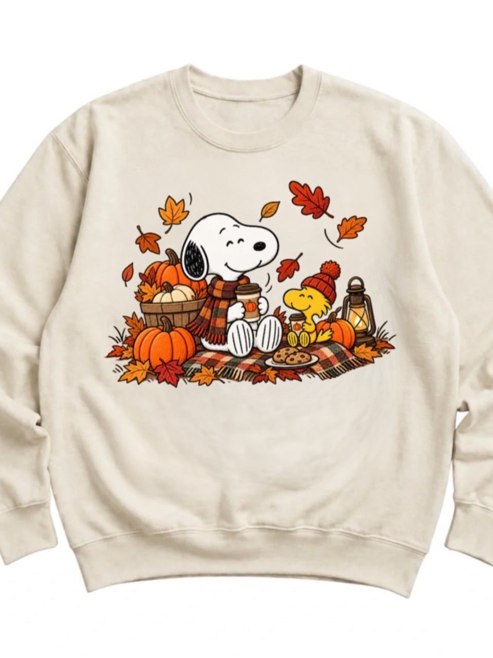 Cream Snoopy & Woodstock Fall Graphic Sweatshirt
